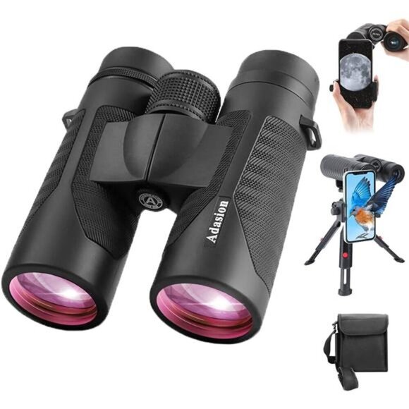 12x42 HD Binoculars for Adults High Powered with Phone Adapter and Tripod - Picture 1 of 7